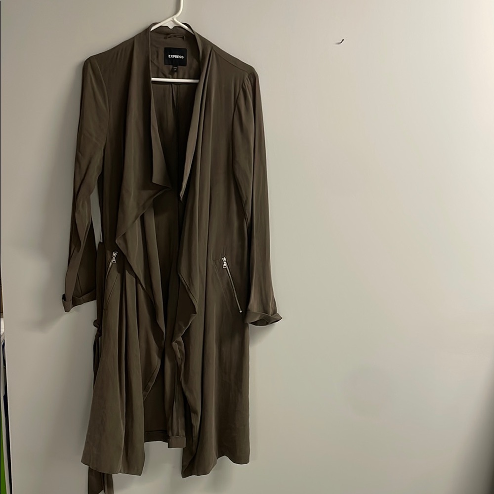 Leith Olive Green Drape Coat